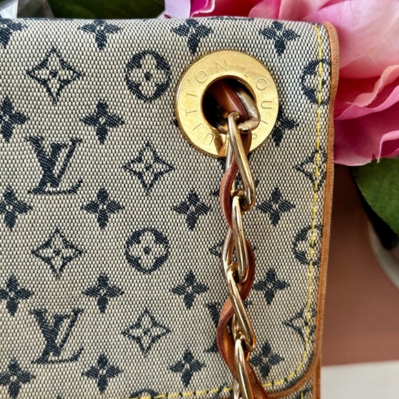 Louis Vuitton Grey/Navy Monogram Mini Lin Camille Crossbody Chain Flap Bag - Picture 3 of 14